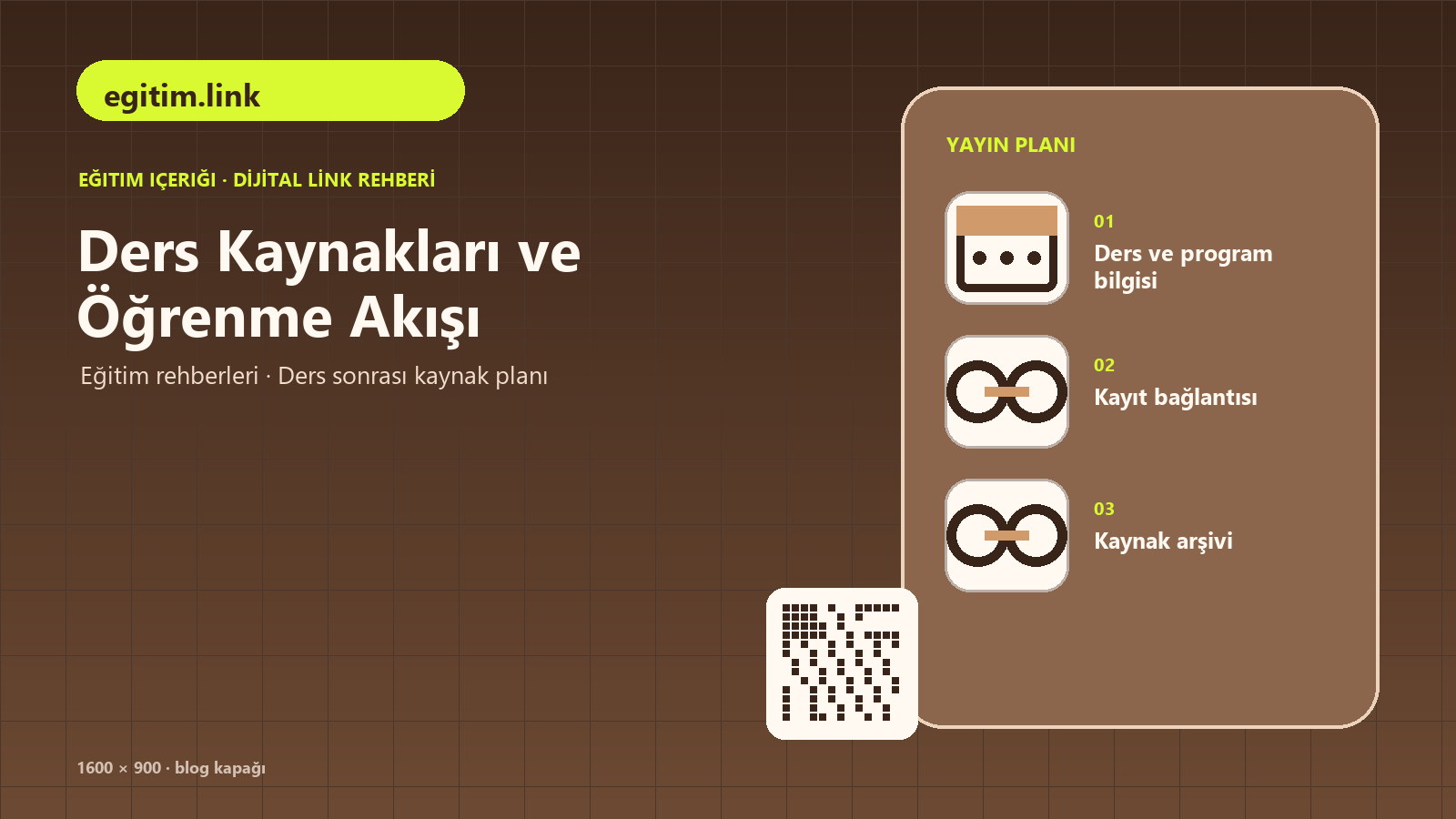Derste kısa link ve QR kod kullanımını anlatan rehberin kapak görseli
